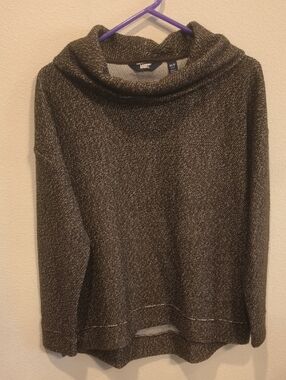 Lands' End Dark Gray Brown Heather Cowl Neck Sweater M (10/12)
